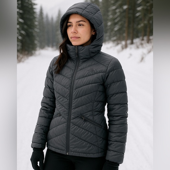 The North Face Jackets & Blazers - The North Face Women's XS 550 Goose Down Hooded Puffer Jacket Dark Gray Black